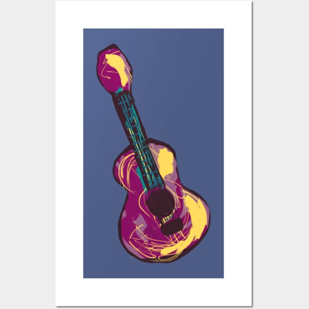 Colorful Acoustic Guitar Wall Art by Sleepycircle